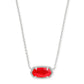 Elisa Short Pendant Necklace Rhodium Red Illusion Front View