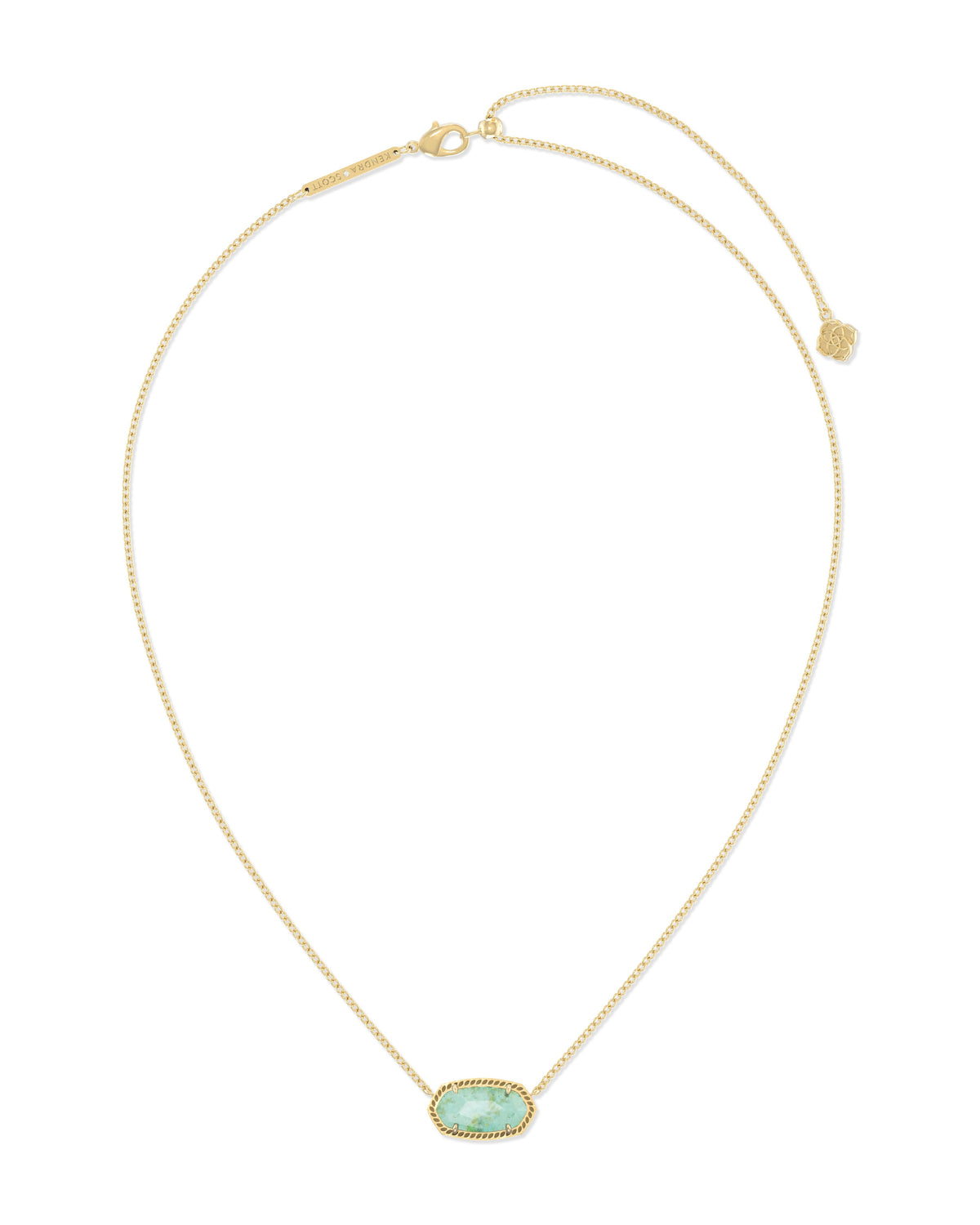 Elisa Short Pendant Necklace - Gold Sea Green Chrysocolla