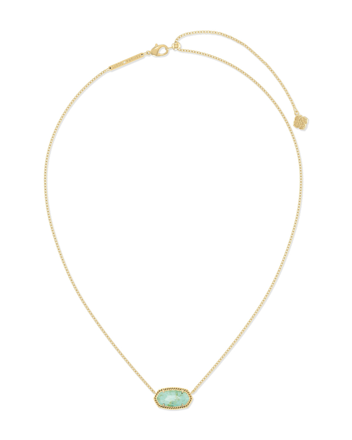 Elisa Short Pendant Necklace - Gold Sea Green Chrysocolla