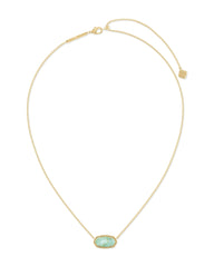 Elisa Short Pendant Necklace - Gold Sea Green Chrysocolla