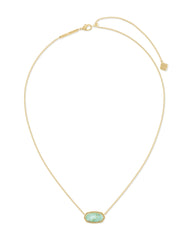 Elisa Short Pendant Necklace - Gold Sea Green Chrysocolla