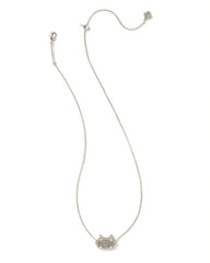 Elisa Cat Pendant Necklace Rhodium Platinum Drusy