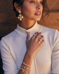 Ella Cuff Bracelet Silver - White Crystal Model View