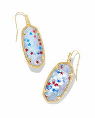 Elle Drop Earrings - Gold Red White Blue Star Illusion
