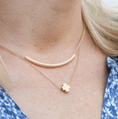 16" Necklace Gold - Bliss Bar Textured Gold