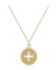 16" Necklace Gold - Signature Cross Gold Disc