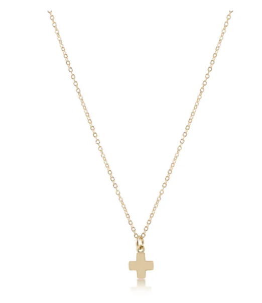 16" Necklace Gold - Signature Cross Small Gold Charm