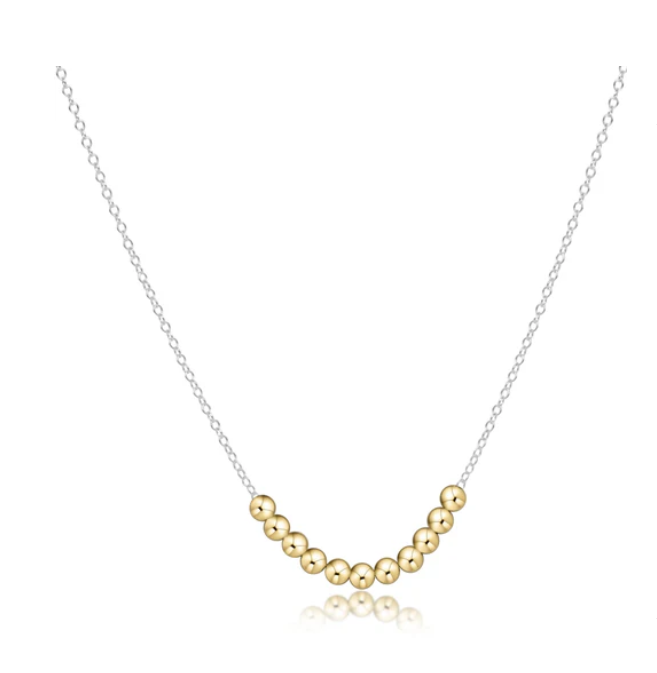 16" Necklace Sterling Mixed Metal - Classic Gold Beaded Bliss