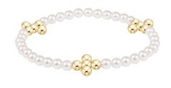 Beaded 4mm Gold Signature Cross 4mm Pearl Bracelet