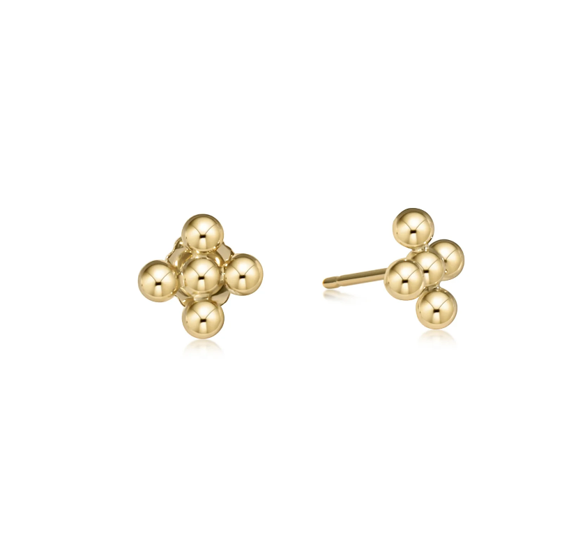 Classic Beaded Signature Cross Stud - 3mm Bead Gold