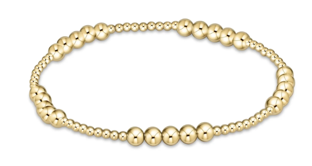 Classic Blissful Pattern 2mm Bead Bracelet - 4mm Gold