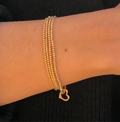 Extends Classic Gold 2.5mm Bracelet - Love Gold Charm