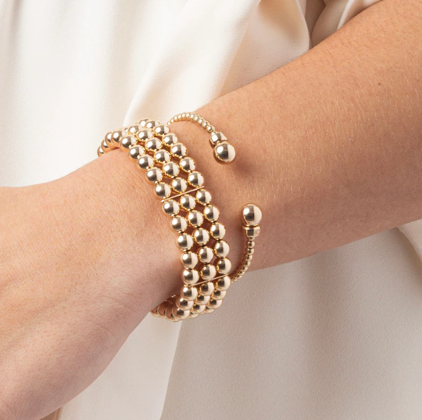 Classic Gold 3mm Bead Cuff - Gold