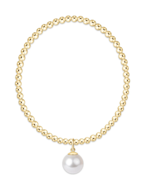 Extends Classic Gold 3mm Bracelet - Classic Pearl 10mm Charm