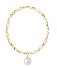 Extends Classic Gold 3mm Bracelet - Classic Pearl 10mm Charm