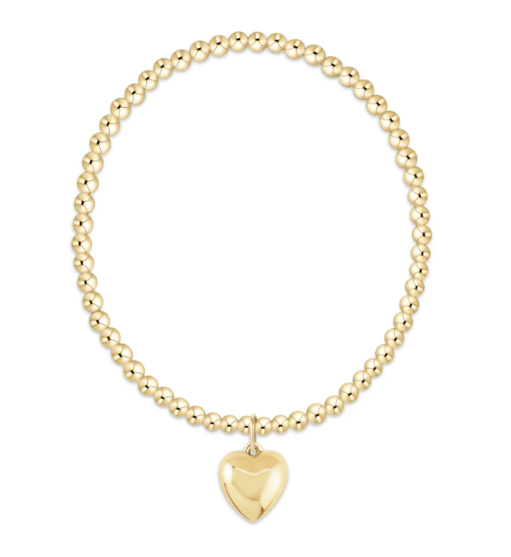 Extends Classic Gold 3mm Bracelet - Love Plush Gold Charm