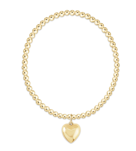 Classic Gold 3mm Bracelet - Love Plush Gold Charm