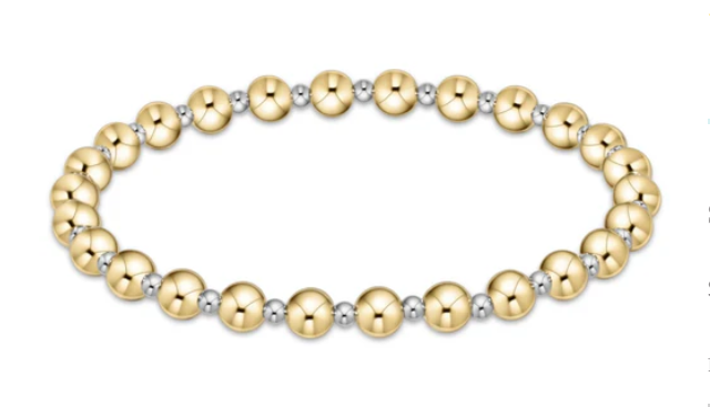 Classic Grateful Pattern 5mm Bead Bracelet - Mixed Metal