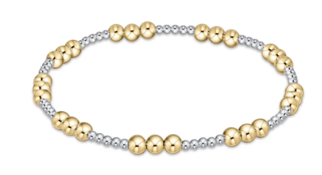 Classic Joy Pattern 4mm Bead Bracelet - Mixed Metal
