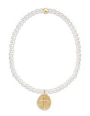 Extends Classic Pearl 3mm Bracelet - Inspire Small Gold Disc