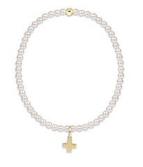 Extends Classic Pearl 3mm Bracelet - Signature Cross Gold Charm