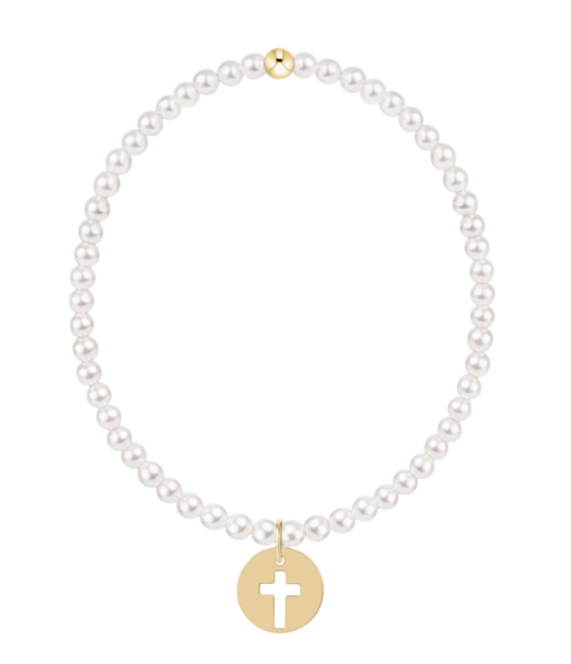 Classic Pearl 3mm Bracelet - Blessed Gold Disc