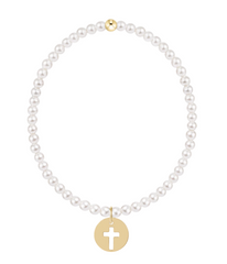 Classic Pearl 3mm Bracelet - Blessed Gold Disc