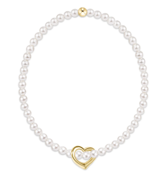 Extends Classic Pearl 3mm Bracelet - Love Gold Charm