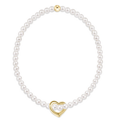 Extends Classic Pearl 3mm Bracelet - Love Gold Charm