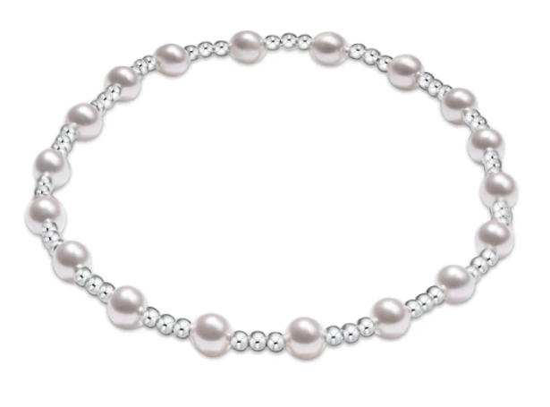 Classic Sincerity Pattern Sterling 4mm Bead Bracelet - Pearl