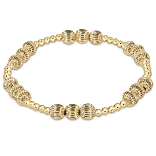 Dignity Joy Pattern 6mm Bead Bracelet - Gold Front View