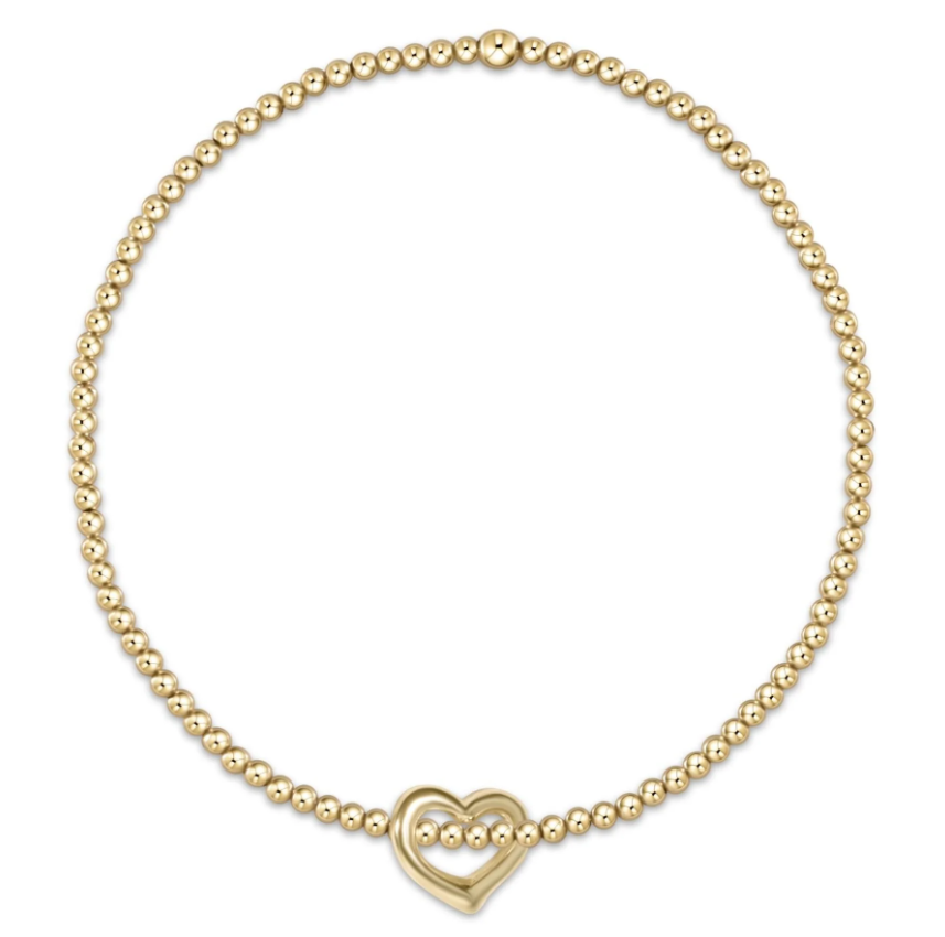 egirl Classic Gold 2mm Bead Bracelet - Love Small Gold Charm