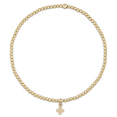 egirl Classic Gold 2mm Bead Bracelet - Signature Cross Small Gold Charm