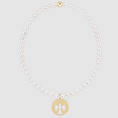 egirl Classic Pearl 3mm Bracelet - Guardian Angel Gold Disc