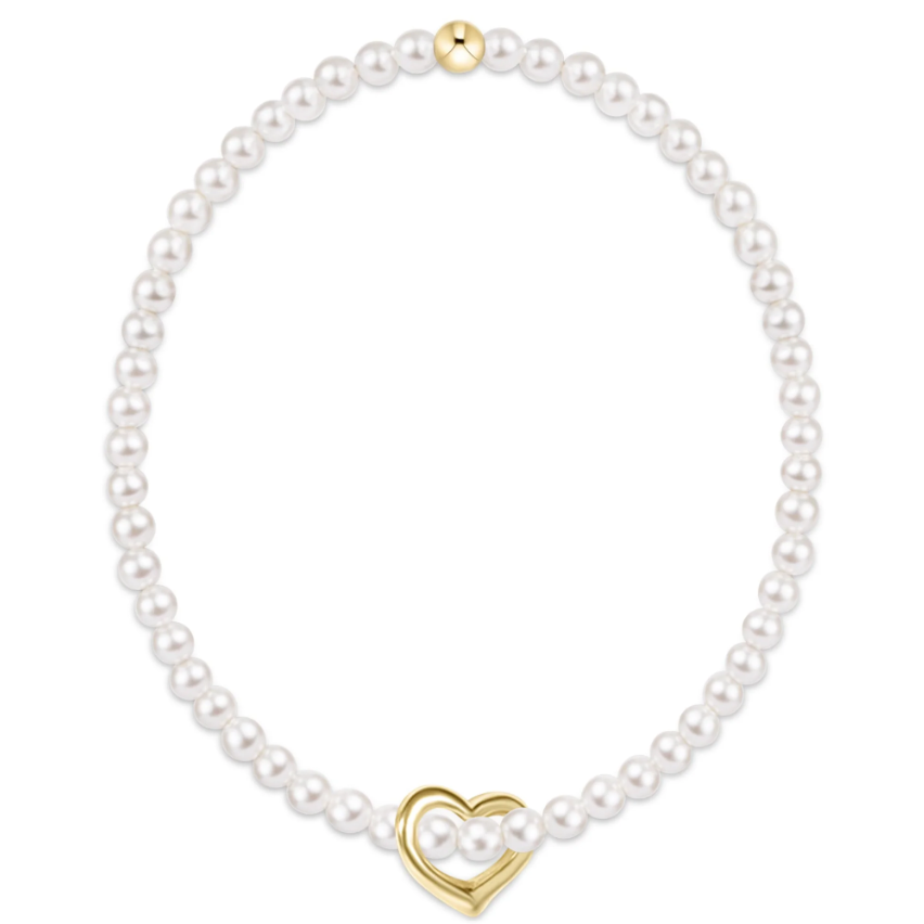 egirl Classic Pearl 3mm Bracelet - Love Gold Charm