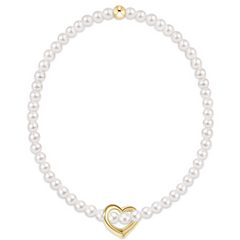 egirl Classic Pearl 3mm Bracelet - Love Gold Charm