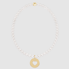 egirl Classic Pearl 3mm Bracelet - Love Gold Disc