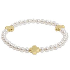 egirl Signature Cross 4mm Pearl Bracelet - Gold