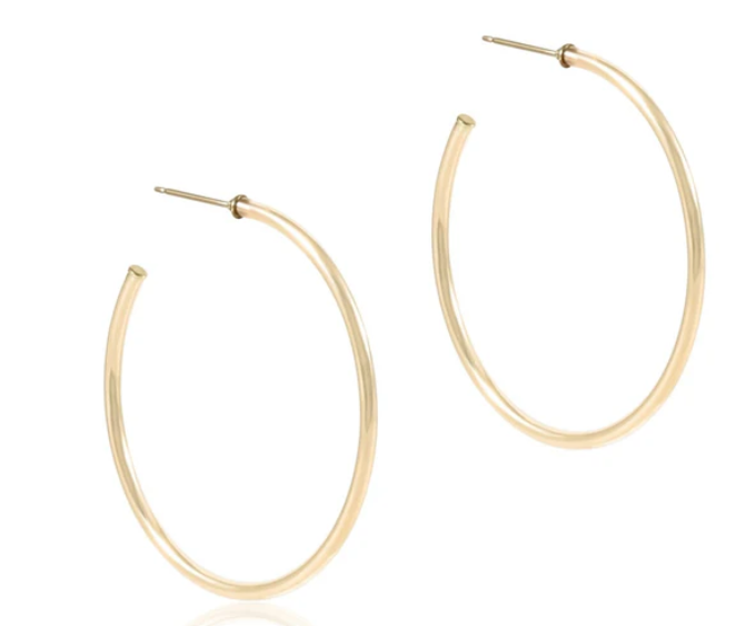 Round Gold 1.75" Post Hoop - 2mm - Smooth