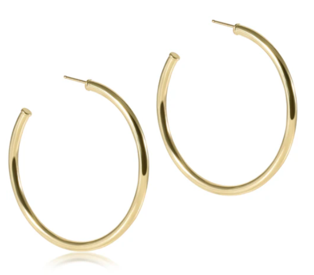 Round Gold 2" Post Hoop - 3mm - Smooth