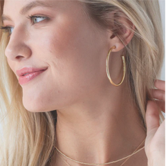 Round Gold 2" Post Hoop - 3mm - Smooth