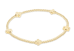 Signature Cross Small Gold Pattern 2mm Bead Bracelet - Gold