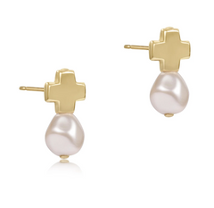Signature Cross Gold Stud - Pearl