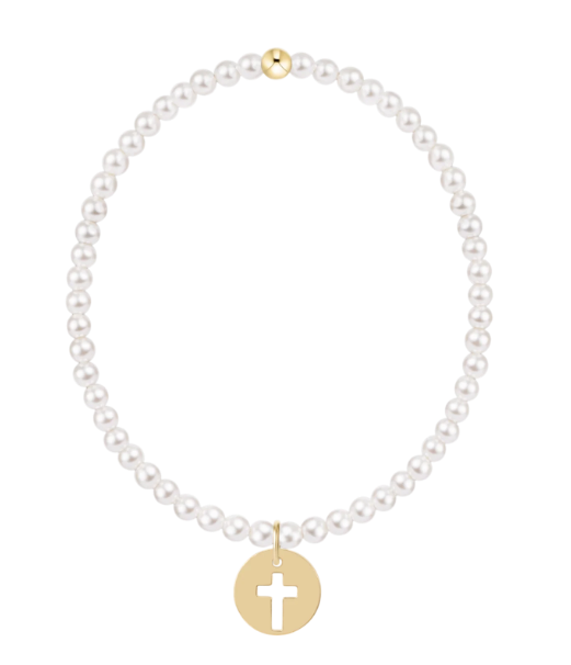 egirl Classic Pearl 3mm Bracelet - Blessed Gold Disc