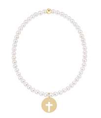 egirl Classic Pearl 3mm Bracelet - Blessed Gold Disc