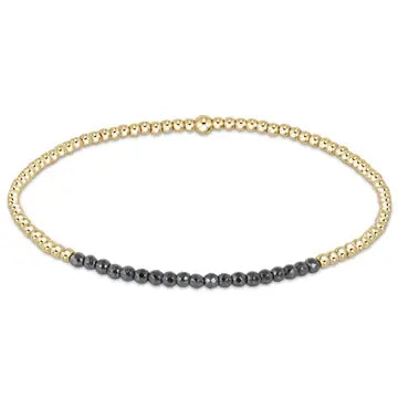 Gold Bliss Bead Bracelet - Faceted Hematite Front View