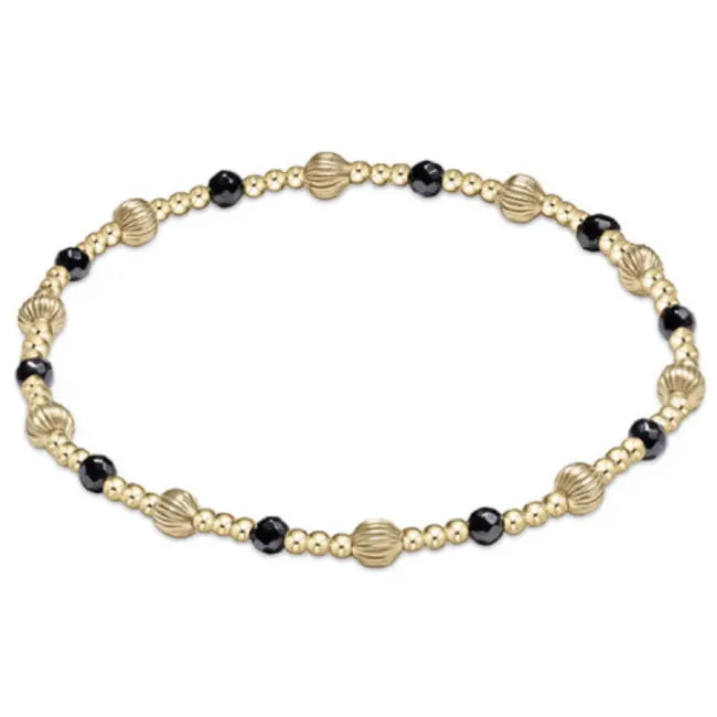 Dignity Sincerity Pattern 4mm Bead Bracelet - Faced Hematite Front View