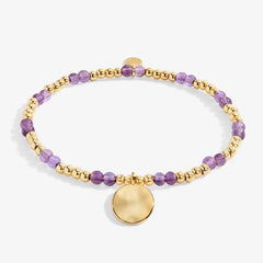 A Little Birthstone February Amethyst - Gold Bracelet Front View