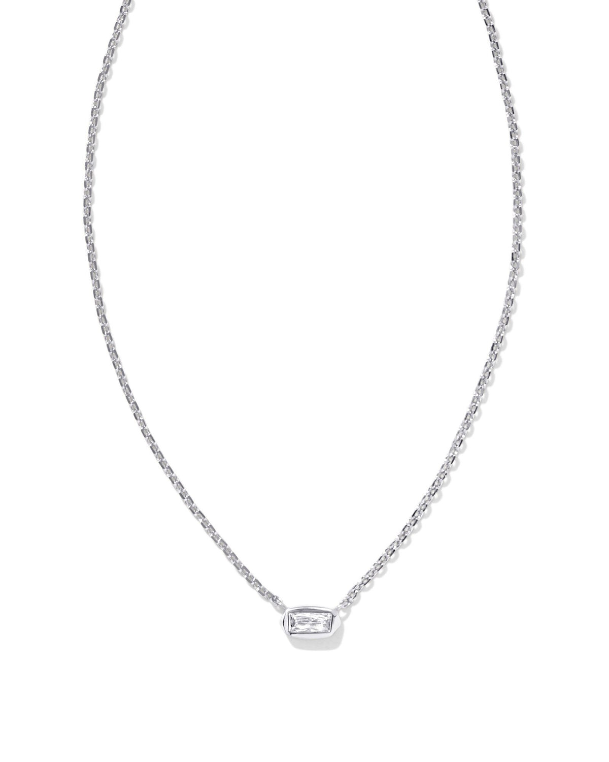 Fern Crystal Short Pendant Necklace - Silver White Crystal - Kendra Scott