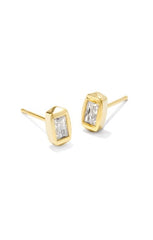 Fern Cyrstal Stud Earrings - Gold White Crystal - Kendra Scott
